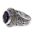 Gold accent amethyst cocktail ring, 'Sukawati Romance' - Gold Accent Handcrafted Silver Cocktail Ring with Amethyst (image 2c) thumbail