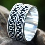 Men's sterling silver ring, 'Ripple Tides' - Men's Jewelry Sterling Silver Band Ring Artisan Crafted