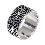 Men's sterling silver ring, 'Ripple Tides' - Men's Jewelry Sterling Silver Band Ring Artisan Crafted