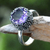 Amethyst cocktail ring, 'Sanur Moon' - Artisan Crafted Sterling Silver and Amethyst Ring thumbail