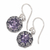 Amethyst dangle earrings, 'Sanur Moon' - Bali Sterling Silver Artisan Crafted Amethyst Earrings (image 2b) thumbail
