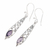 Amethyst dangle earrings, 'Jasmine Dew' - Artisan Crafted Amethyst and Silver Dangle Earrings (image 2b) thumbail