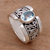 Blue topaz single stone ring, 'Blue Karma' - Artisan Crafted Sterling Silver Wide Ring with Blue Topaz (image 2) thumbail