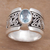 Blue topaz single stone ring, 'Blue Karma' - Artisan Crafted Sterling Silver Wide Ring with Blue Topaz (image 2b) thumbail