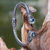 Gold accent blue topaz cuff bracelet, 'Sukawati Secret' - Sterling Silver Hinged Cuff Bracelet with Blue Topaz (image 2) thumbail
