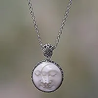 Sterling silver pendant necklace, 'Moon Romancing'