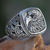 Garnet signet ring, 'Java Eagle' - Eagle Theme Handcrafted Sterling Silver and Garnet Ring thumbail