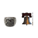 Garnet signet ring, 'Java Eagle' - Eagle Theme Handcrafted Sterling Silver and Garnet Ring