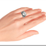 Cultured pearl and blue topaz cocktail ring, 'Joyful Moon' - Sterling Silver Ring with Mabe Pearl and Blue Topaz