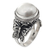 Cultured pearl cocktail ring, 'Butterfly Moon' - Mabe Pearl on Sterling Silver Ring with Butterflies