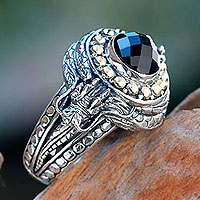 Featured review for Onyx and gold accent cocktail ring, Dragon Treasure