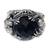 Onyx cocktail ring, 'Monkey Forest' - Sterling Silver Ring with Monkeys and Onyx from Bali (image 2a) thumbail
