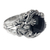 Onyx cocktail ring, 'Monkey Forest' - Sterling Silver Ring with Monkeys and Onyx from Bali (image 2c) thumbail