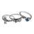 Blue topaz stacking rings, 'Garden of Eden' (set of 3) - Dragonfly and Frog on Silver Blue Topaz Stacking Rings (3)