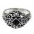 Garnet dome ring, 'Treasured Heart' - Garnet Dome Ring Sterling Silver Artisan Crafted Jewelry (image 2a) thumbail