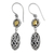 Quartz dangle earrings, 'Sunset Bamboo' - Sterling Silver Earrings with Bamboo Pattern and Quartz