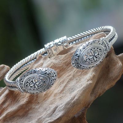 Grand Sterling Silver Cuff Bracelet Balinese 925 Jewelry - Majapahit ...