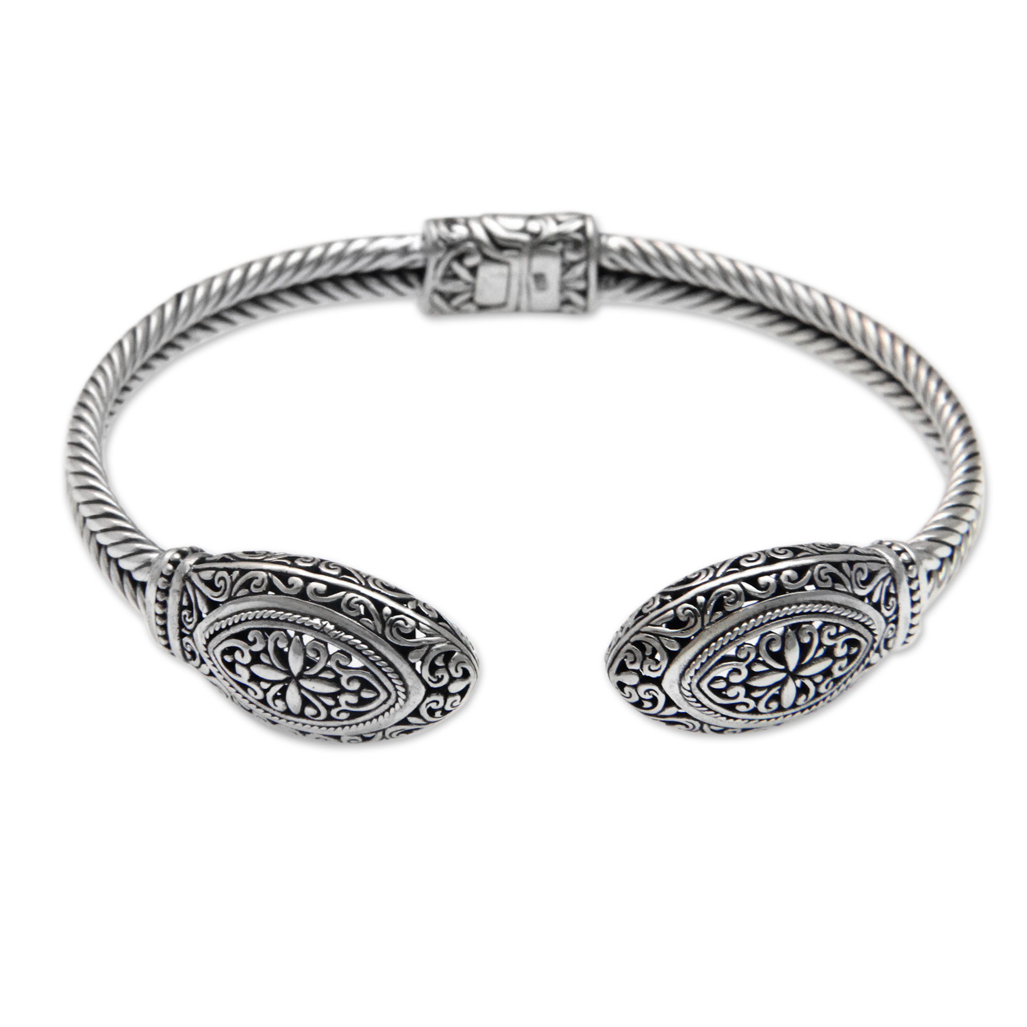 Grand Sterling Silver Cuff Bracelet Balinese 925 Jewelry - Majapahit ...