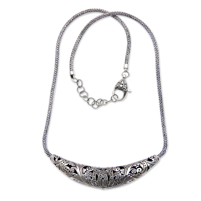 Reversible sterling silver pendant necklace, 'Lotus Hearts' - Reversible Sterling Silver Handcrafted Heart Theme Necklace