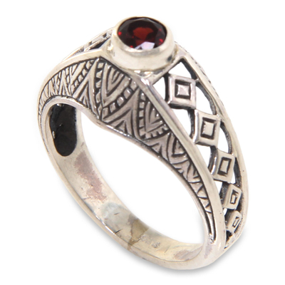 Sterling Silver Handcrafted Garnet Cocktail Ring