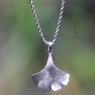 Sterling silver necklace, 'Oyster Mushroom' - Unique Sterling Silver Balinese jewellery Necklace