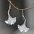 Sterling silver dangle earrings, 'Oyster Mushroom' - Mushroom-shaped Sterling Silver Artisan Crafted Earrings thumbail