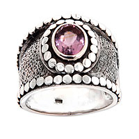Amethyst cocktail ring, 'Perfectly Purple' - Fair Trade One-Carat Amethyst and Silver Cocktail Ring