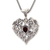 Garnet pendant necklace, 'Build Our Nest' - Bird Theme Handcrafted Silver and Garnet Heart Necklace (image 2b) thumbail