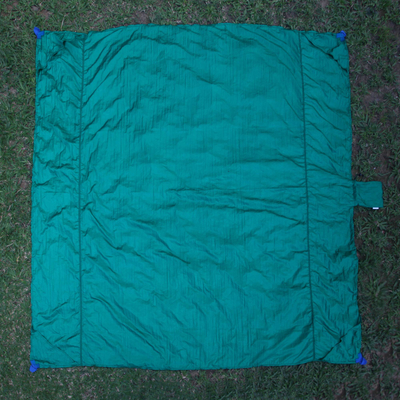 Parachute beach blanket, 'Sanur Teal' - Teal Artisan Crafted Beach Blanket of Nylon Parachute Silk