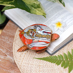 Wood jewelry box, 'Rangda Turtle' - Turtle Shape Hand Painted Decorative Box from Bali