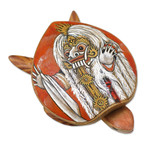 Wood jewelry box, 'Rangda Turtle' - Turtle Shape Hand Painted Decorative Box from Bali