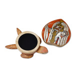Wood jewelry box, 'Rangda Turtle' - Turtle Shape Hand Painted Decorative Box from Bali
