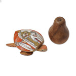Wood jewelry box, 'Rangda Turtle' - Turtle Shape Hand Painted Decorative Box from Bali