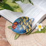 Wood jewelry box, 'Butterfly Turtle' - Turtle Shaped Decorative Box with Butterfly Images