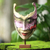 Wood mask, 'Mysterious Woman' - Hand Painted Modern Balinese Mask and Stand thumbail