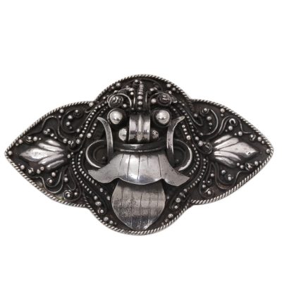 Sterling silver brooch pin, 'Rangda's Smile' - Sterling Silver Brooch Pin of Balinese Dance Character