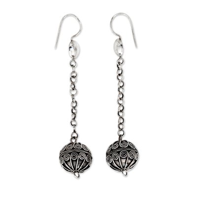 Sterling silver dangle earrings, 'Bali Swing' - Fair Trade Jewelry Artisan Crafted Sterling Silver Earrings