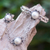 Cultured pearl flower harem bracelet with ring, 'Mekar Dancer' - Java Flowers Jewelry Set 925 Silver Harem Bracelet and Ring thumbail