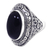 Onyx cocktail ring, 'Amed Eclipse' - Ornate Handcrafted Onyx and Silver Bali Cocktail Ring thumbail