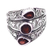 Garnet cocktail ring, 'Three Loves' - Three Stone Faceted Garnet and Silver Ring Crafted in Bali thumbail