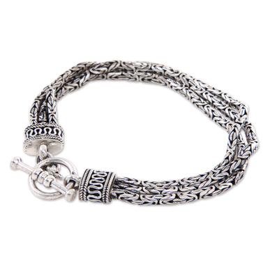 Sterling silver braided bracelet, 'Fountainhead' - Handcrafted Sterling Silver Braided Bracelet