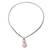 Cultured pearl necklace, 'Moon's Reflection' - Modern Bali Silver Necklace with Two White Mabe Pearls thumbail