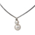 Cultured pearl necklace, 'Moon's Reflection' - Modern Bali Silver Necklace with Two White Mabe Pearls (image 2b) thumbail