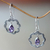 Amethyst dangle earrings, 'Flower Halo' - Floral Fair Trade Silver Earrings with Amethyst (image 2) thumbail