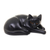 Wood sculpture, 'Lazy Black Cat' - Artisan Carved Black Cat Wood Sculpture
