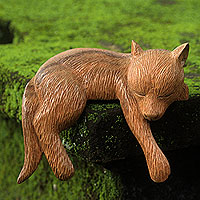Featured review for Wood sculpture, Shaggy Kintamani Dog