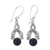 Onyx dangle earrings, 'Midnight Embrace' - Handcrafted Silver and Onyx Dangle Earrings from Bali