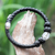 Leather and sterling silver wrap bracelet, 'Live in Black' - Hand Braided Black Leather and Sterling Silver Bracelet (image 2) thumbail