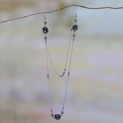 Smoky quartz and peridot station necklace, Barabay Kites