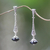 Onyx dangle earrings, 'Borobudur Chimes' - 2.5-inch Long Sterling Silver Earrings with Onyx from Bali (image 2) thumbail